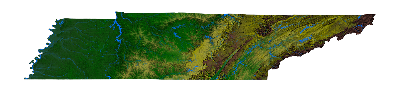 Digital Relief Image of Tennessee