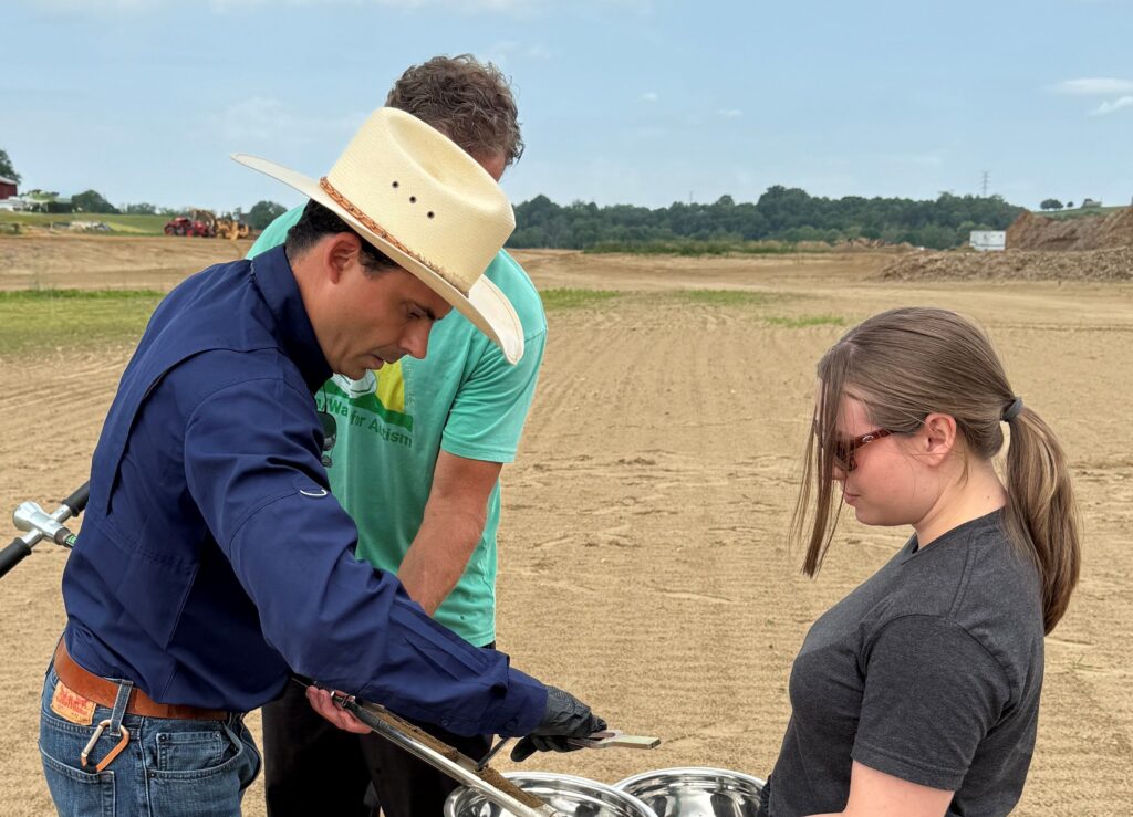 Soil sample collecting from a reclaimed flooded field in Washington County, Tennessee