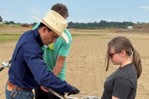 Soil sample collecting from a reclaimed flooded field in Washington County, Tennessee